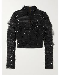 Aje. - Juniper Embellished Gathered Tulle Blouse - Lyst
