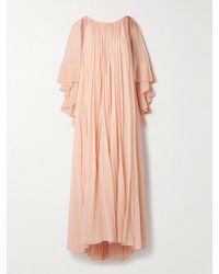 Zimmermann - Illuminate Cape-Effect Pleated Crepe De Chine Maxi Dress - Lyst