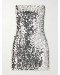 Gucci - Strapless Sequined Mesh Mini Dress - Lyst