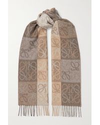 Loewe - Fringed Intarsia Wool And Cashmere-blend Scarf - Lyst