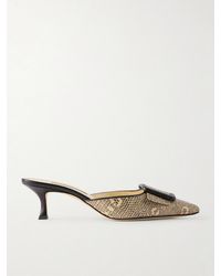 Manolo Blahnik - Maysalebi 50 Lizard-Effect Leather Mules - Lyst