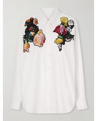 Dries Van Noten - Floral-Embroidered Cotton-Poplin Shirt - Lyst