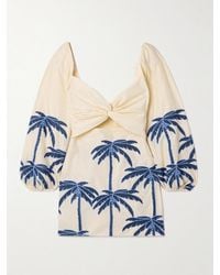 Johanna Ortiz - The Power Of The Sea Cutout Embroidered Cotton-Blend Voile Mini Dress - Lyst