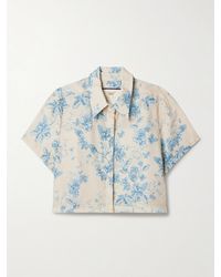 Agua Bendita - Virtuosa Bougainvillea Cropped Floral-Print Linen Shirt - Lyst