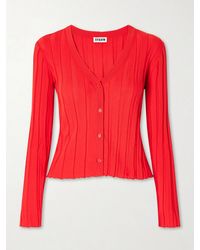 STAUD - Ezra Ribbed Jersey Cardigan - Lyst