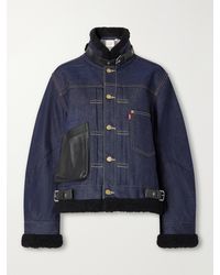 Sacai - Levi's Plush And Leather-Trimmed Denim Jacket - Lyst