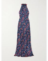 Saloni - Michelle Open-Back Floral-Print Silk-Satin Maxi Dress - Lyst