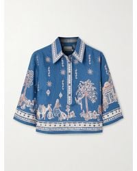 ALÉMAIS - Acacia Cropped Printed Linen Shirt - Lyst