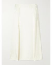 Jil Sander - Pleated Satin Midi Skirt - Lyst