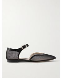 Le Monde Beryl - Leather-Trimmed Mesh Mary Jane Ballet Flats - Lyst