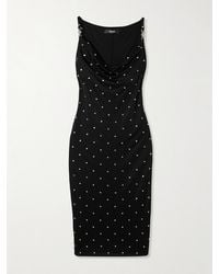 Versace - Embellished Draped Jersey Midi Dress - Lyst