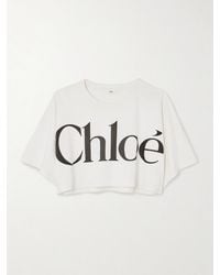 Chloé - Oversized Cropped Printed Cotton-Jersey T-Shirt - Lyst