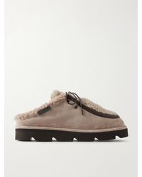 Brunello Cucinelli - Shearling-Trimmed Suede Clogs - Lyst