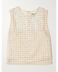 STAUD - Seraphina Cropped Layered Embellished Tulle Top - Lyst