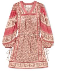 Zimmermann Juniper Rioting Printed Cotton-voile Mini Dress - Pink