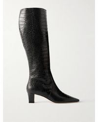 Manolo Blahnik - Penelope 50 Croc-Effect Leather Knee Boots - Lyst