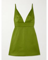 Emilia Wickstead - Vero Plunged Satin Mini Dress - Lyst