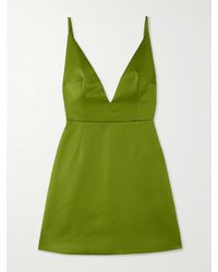 Emilia Wickstead - Vero Plunged Satin Mini Dress - Lyst