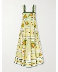 ALÉMAIS - Dixie Pleated Floral-Print Cotton-Poplin Midi Dress - Lyst