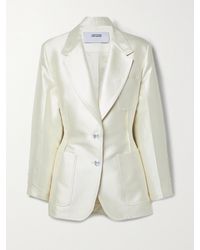 Christopher John Rogers - Ruched Cotton And Silk-Blend Satin Blazer - Lyst