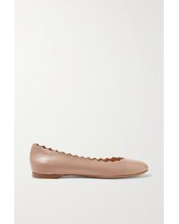Chloé Lauren Scalloped Leather Ballet Flats - Pink