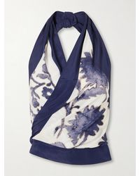 SIR. - Phillipa Printed Silk-Blend Halter Tank - Lyst