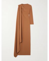 Solace London - Lydia Asymmetric Draped Crepe Gown - Lyst