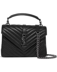 Saint Laurent University Medium Quilted Textured-leather Shoulder Bag - Black