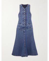 Chloé - Net Sustain Flared Recycled-Denim Midi Dress - Lyst
