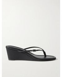 St. Agni - Petit Belt Recycled-Satin Wedge Sandals - Lyst