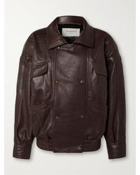 Saint Laurent - Oversized Double-Breasted Paneled Leather Jacket - Lyst