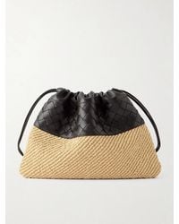 Bottega Veneta - Dustbag Medium Intrecciato Leather And Raffia Clutch - Lyst
