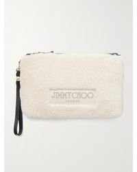 Jimmy Choo - Clutch Aus Shearling Mit Lederbesätzen Und Stickerei - Lyst