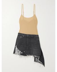 JW Anderson - Deconstructed Asymmetric Cotton-Jersey And Denim Mini Dress - Lyst