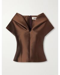 Christopher John Rogers - Pleated Darted Silk And Wool-Blend Twill Top - Lyst