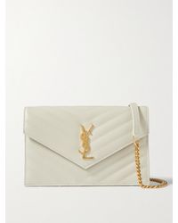 Saint Laurent - Cassandre Envelope Chain Matelassé Textured-Leather Wallet - Lyst