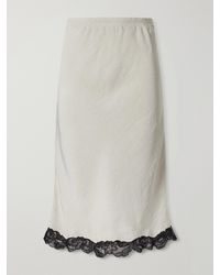 Maria McManus - Lace-Trimmed Satin Midi Skirt - Lyst
