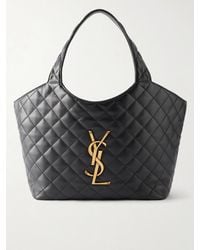 Saint Laurent - Icare Logo-Embellished Medium Matelassé Leather Tote - Lyst