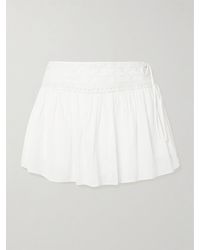 Posse - Danielle Tie-Detailed Lace-Trimmed Cotton Skort - Lyst