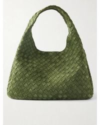 Bottega Veneta - Campana Intrecciato Suede Shoulder Bag - Lyst