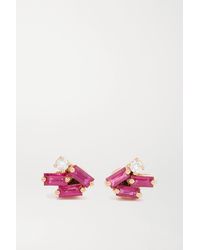 Suzanne Kalan 18-karat Rose Gold, Ruby And Diamond Earrings - Multicolour