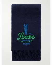 Loewe - Logo-Embroidered Fringed Alpaca And Wool-Blend Scarf - Lyst