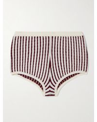 FRAME - Striped Cable-Knit Cashmere And Silk-Blend Shorts - Lyst
