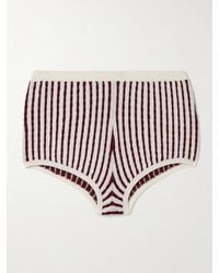FRAME - Short En Cachemire Et Soie Mélangés À Mailles Torsadées Et À Rayures - Lyst