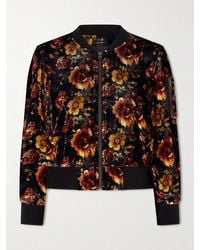 R13 - Floral-Print Velvet Bomber Jacket - Lyst