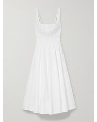 STAUD - Wells Midikleid Aus Popeline Aus Einer Baumwollmischung Mit Falten - Lyst