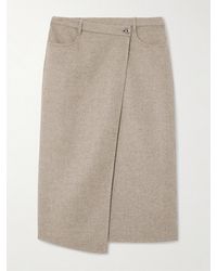 Brunello Cucinelli - Asymmetric Brushed-Wool Midi Wrap Skirt - Lyst
