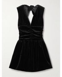 Patou - Open-Back Ruched Cotton-Velvet Mini Dress - Lyst