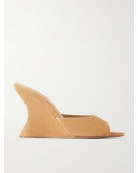 Aquazzura - Bisous 95 Suede Wedge Sandals - Lyst