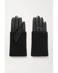 Portolano Handschuhe Aus Leder Und Geripptem Kaschmir - Schwarz
